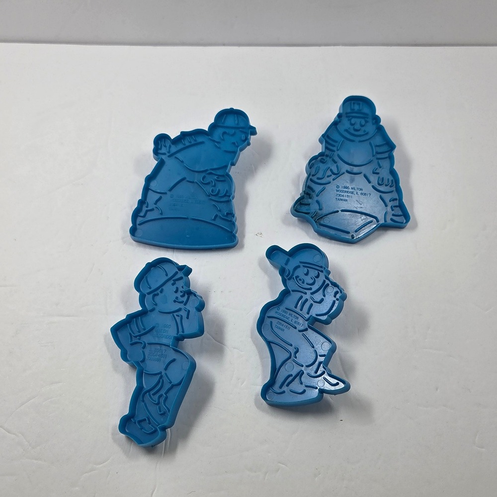 Vintage 1990 Wilton Baseball Cookie Cutters Set of 4 Blue Plastic 2304-1511